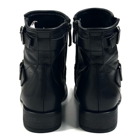 Paul Green Wyatt Womens Black Leather Ankle Boots Moto Size US 6 UK 3.5 New $495 - Picture 4 of 13